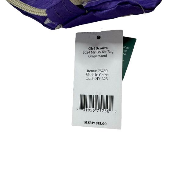 GIRL SCOUTS *NEW* My GS Kit Bag in Grape Purple & Cream Backpack Drawstring - Picture 3 of 5